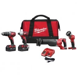 Tools & Equipment Milwaukee 2696-24 M18 18V Cordless Power Lithium-Ion 4-Tool Combo Kit