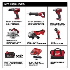 Milwaukee 2696-26 M18 18V Cordless Power Lithium-Ion 6-Tool Combo Kit