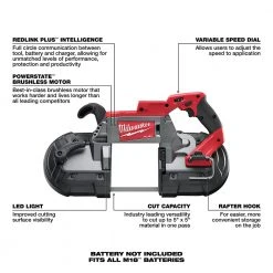 Milwaukee 2729-20 M18 FUEL 18V Deep Cut Band Saw W/ Blade - Bare Tool 20 Milwaukee 2729-20 M18 FUEL 18V Deep Cut Band Saw W/ Blade - Bare Tool