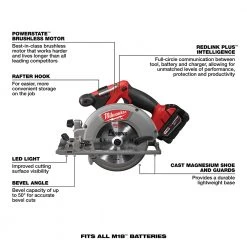 Milwaukee 2730-21 M18 FUEL 18V 6-1/2-Inch 5.0Ah Cordless Circular Saw Kit
