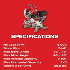 Tools & Equipment Milwaukee 2733-21 M18 FUEL 18V 7-1/4-Inch Dual Bevel Sliding Miter Saw Kit