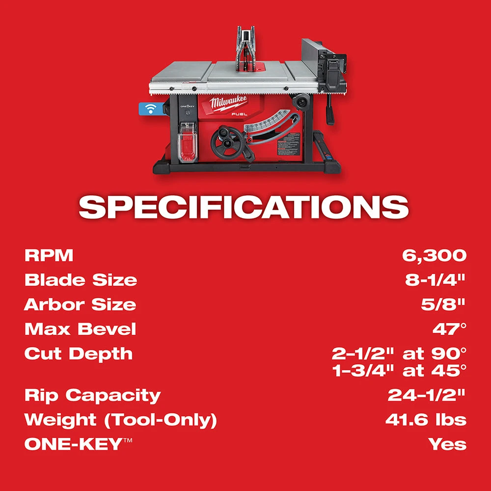 Milwaukee 2736-21HD M18 FUEL 18V 8-1/4-Inch Cordless One-Key Table Saw Kit 10 Milwaukee 2736-21HD M18 FUEL 18V 8-1/4-Inch Cordless One-Key Table Saw Kit