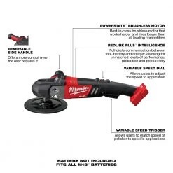 Milwaukee 2738-20 M18 18V FUEL 7” Cordless Lithium-Ion Polisher - Bare Tool Automotive