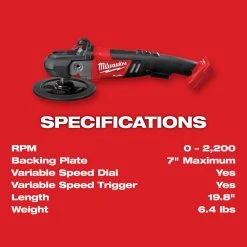 Milwaukee 2738-20 M18 18V FUEL 7” Cordless Lithium-Ion Polisher - Bare Tool Automotive