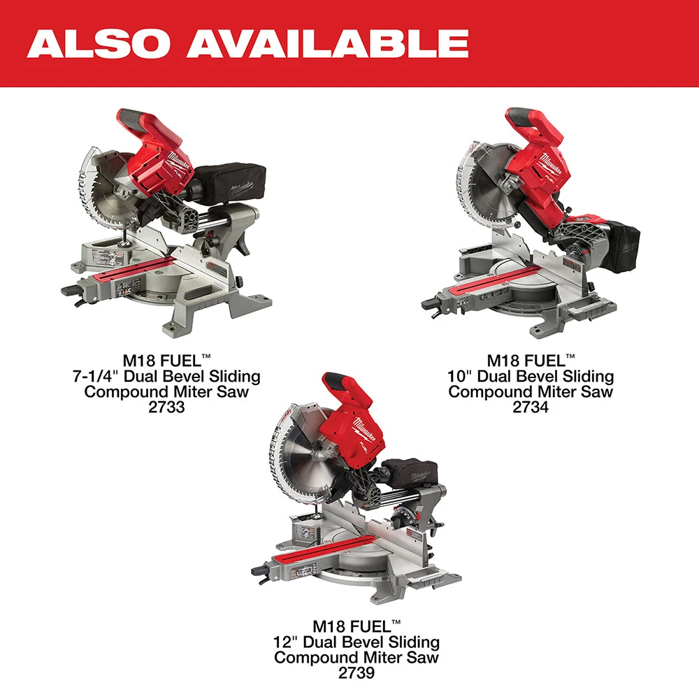 Milwaukee 2739-21HD M18 FUEL 18V 12" Dual Bevel Sliding Compound Miter Saw Kit - Power Tools & Saws 14 Saws Milwaukee 2739-21HD M18 FUEL 18V 12" Dual Bevel Sliding Compound Miter Saw Kit