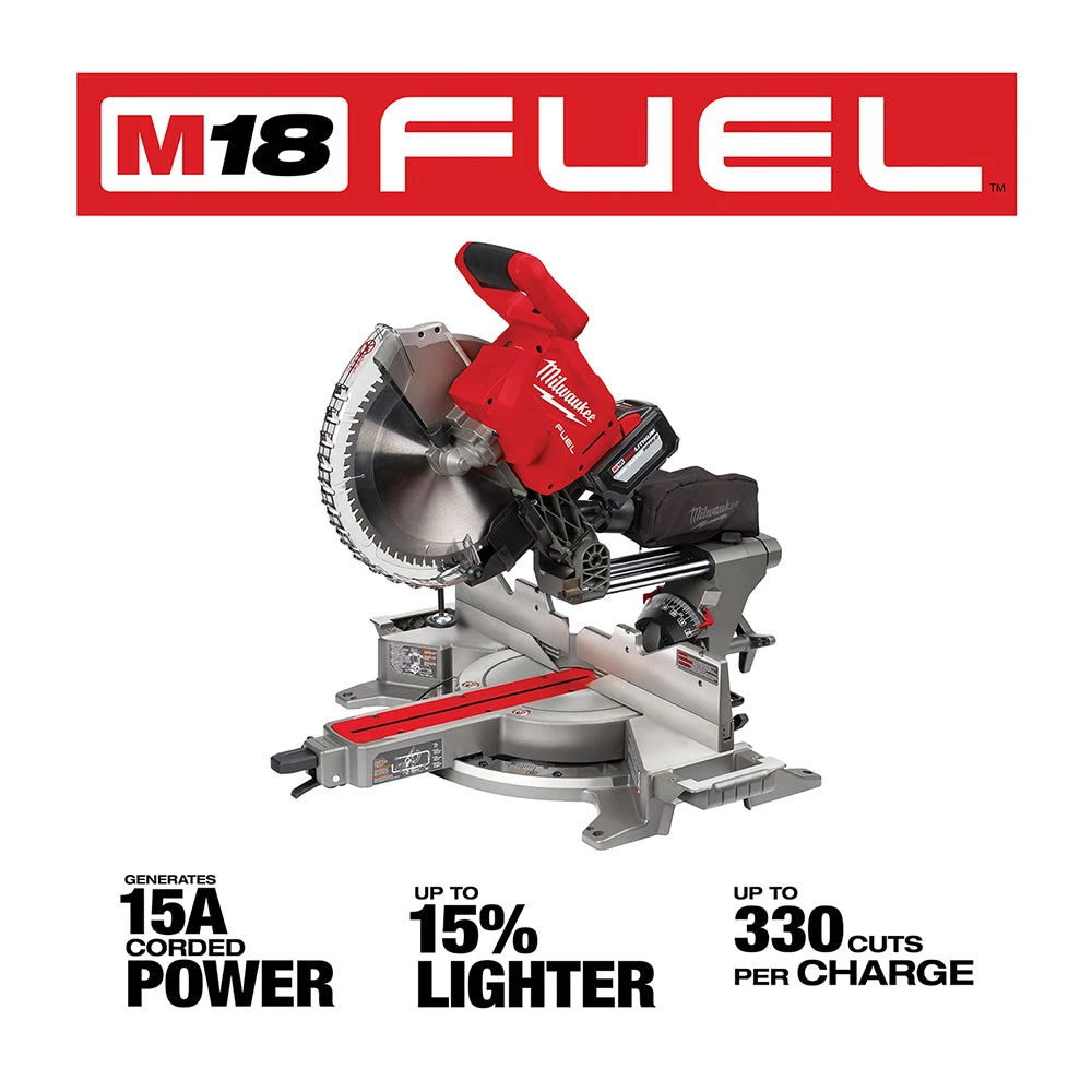 Milwaukee 2739-21HD M18 FUEL 18V 12" Dual Bevel Sliding Compound Miter Saw Kit - Power Tools & Saws 5 Saws Milwaukee 2739-21HD M18 FUEL 18V 12" Dual Bevel Sliding Compound Miter Saw Kit