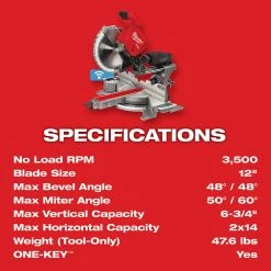 Milwaukee 2739-21HD M18 FUEL 18V 12" Dual Bevel Sliding Compound Miter Saw Kit - Power Tools & Saws 24 Saws Milwaukee 2739-21HD M18 FUEL 18V 12