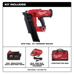 Tools & Equipment Milwaukee 2745-21 M18 FUEL 18V 30 Degree Lithium-Ion Cordless Framing Nailer Kit