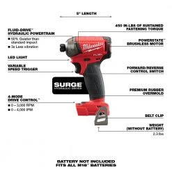 Milwaukee 2760-20 M18 FUEL 18V 1/4-Inch Surge Hex Hydraulic Driver-Bare Tool Tools & Equipment