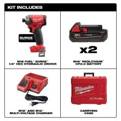 Milwaukee 2760-22CT M18 FUEL 18V 1/4-Inch Surge Hex Hydraulic Driver Kit