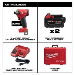 Milwaukee 2760-22 M18 FUEL 18V 1/4 In. Hex Hydraulic Impact Driver Tool Kit Tools & Equipment 15 Milwaukee 2760-22 M18 FUEL 18V 1/4 In. Hex Hydraulic Impact Driver Tool Kit Tools & Equipment