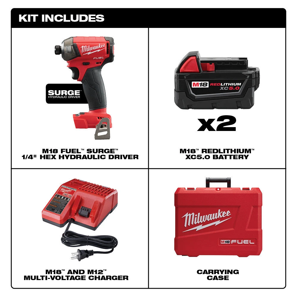 Milwaukee 2760-22 M18 FUEL 18V 1/4 In. Hex Hydraulic Impact Driver Tool Kit Tools & Equipment 4 Milwaukee 2760-22 M18 FUEL 18V 1/4 In. Hex Hydraulic Impact Driver Tool Kit Tools & Equipment