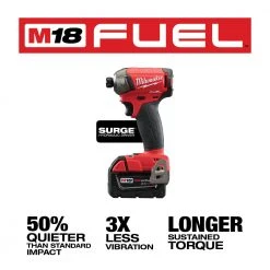 Milwaukee 2760-22 M18 FUEL 18V 1/4 In. Hex Hydraulic Impact Driver Tool Kit Tools & Equipment 16 Milwaukee 2760-22 M18 FUEL 18V 1/4 In. Hex Hydraulic Impact Driver Tool Kit Tools & Equipment
