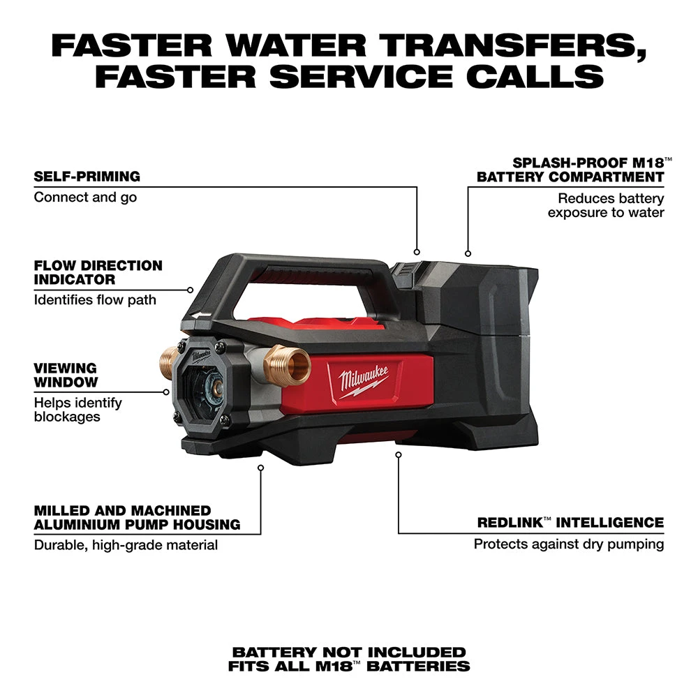 Milwaukee 2771-20 M18 FUEL 18V Water Transfer Pump - Bare Tool | High-Performance Pump for Lawn & Outdoor Power 4 Milwaukee 2771-20 M18 FUEL 18V Water Transfer Pump - Bare Tool