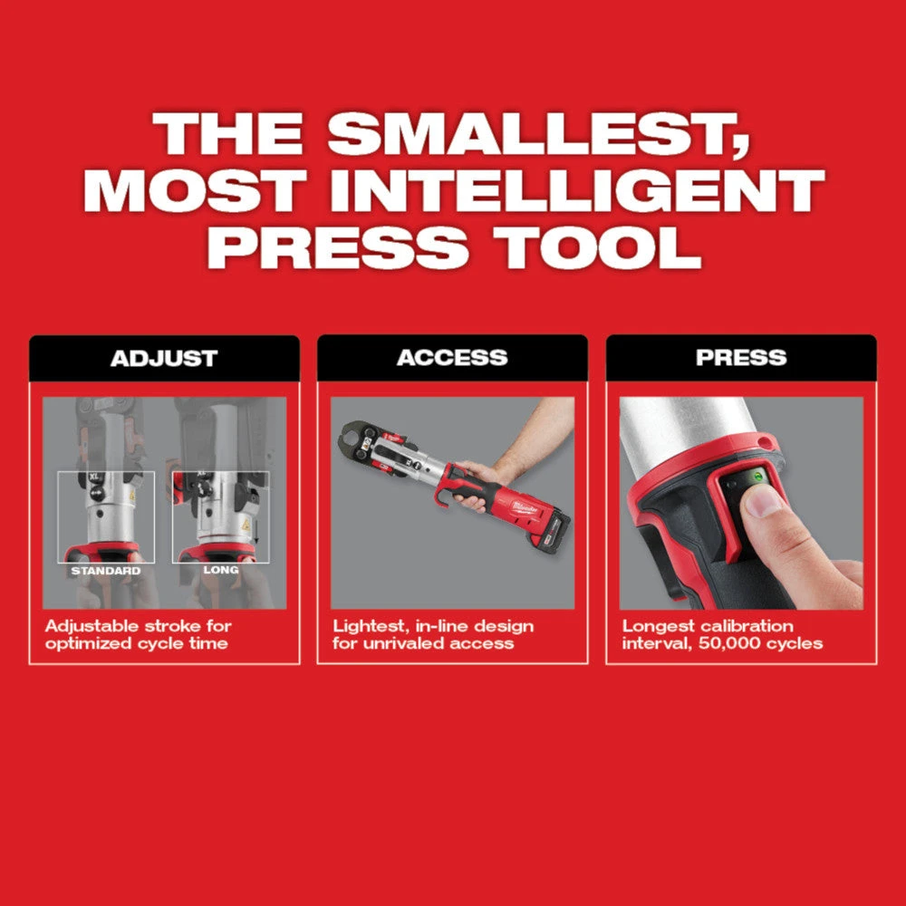 Milwaukee 2773-20L M18 18V FORCE LOGIC Cordless Long Throw Press Tool Kit - Professional Grade 10 Milwaukee 2773-20L M18 18V FORCE LOGIC Cordless Long Throw Press Tool Kit