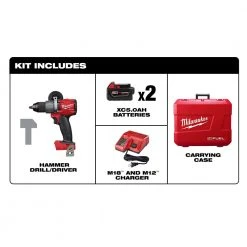 Tools & Equipment Milwaukee 2804-22 M18 FUEL 18V 1/2-Inch Lithium-Ion Brushless Hammer Drill Kit