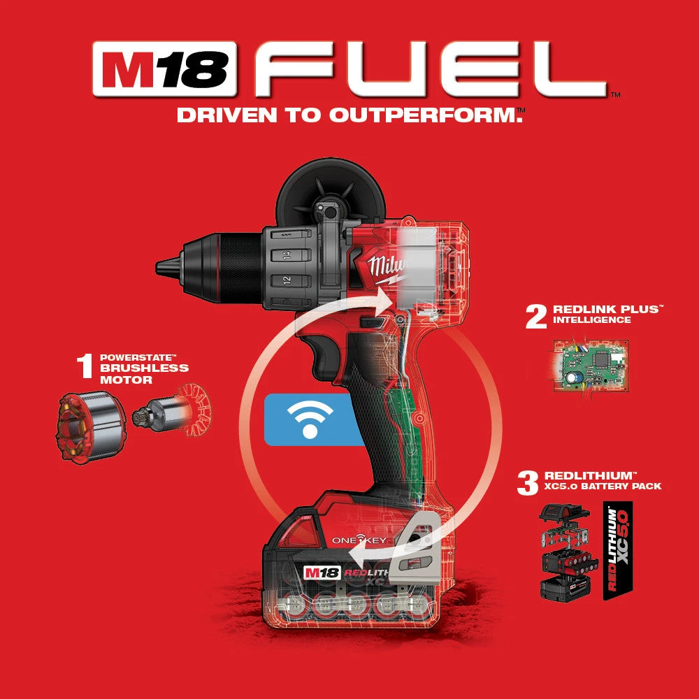 Milwaukee 2805-22 M18 FUEL 18V 1/2-Inch Cordless Drill/Driver Kit – High-Performance Power Tool 9 Tools & Equipment Milwaukee 2805-22 M18 FUEL 18V 1/2-Inch Cordless Drill/Driver Kit