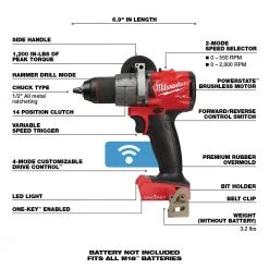Tools & Equipment Milwaukee 2806-20 M18 FUEL 18V 1/2-Inch Cordless Hammer Drill - Bare Tool 20 Tools & Equipment Milwaukee 2806-20 M18 FUEL 18V 1/2-Inch Cordless Hammer Drill - Bare Tool