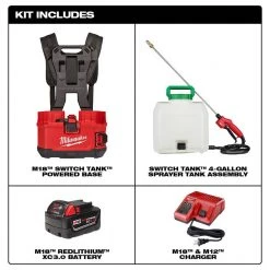 Milwaukee 2820-21PS M18 18V 4 Gallon Switch Tank Backpack Sprayer Kit - Cordless Lawn & Garden Sprayer 17 Milwaukee 2820-21PS M18 18V 4 Gallon Switch Tank Backpack Sprayer Kit