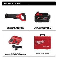 Milwaukee 2821-21 M18 FUEL 18V SAWZALL Li-Ion Reciprocating Saw XC5.0 Kit Tools & Equipment