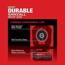 Milwaukee 2821-21 M18 FUEL 18V SAWZALL Li-Ion Reciprocating Saw XC5.0 Kit Tools & Equipment