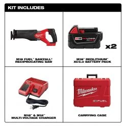 Tools & Equipment Milwaukee 2821-22 M18 FUEL 18V SAWZALL Cordless Reciprocating Saw Kit - 2/XC5.0