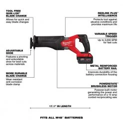 Tools & Equipment Milwaukee 2821-22 M18 FUEL 18V SAWZALL Cordless Reciprocating Saw Kit - 2/XC5.0 22 Tools & Equipment Milwaukee 2821-22 M18 FUEL 18V SAWZALL Cordless Reciprocating Saw Kit - 2/XC5.0