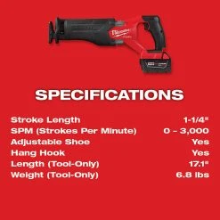 Tools & Equipment Milwaukee 2821-22 M18 FUEL 18V SAWZALL Cordless Reciprocating Saw Kit - 2/XC5.0 23 Tools & Equipment Milwaukee 2821-22 M18 FUEL 18V SAWZALL Cordless Reciprocating Saw Kit - 2/XC5.0