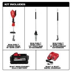 Lawn & Outdoor Power Milwaukee 2825-21PS M18 FUEL 18V 10-Inch QUIK-LOK Cordless Pole Saw Kit