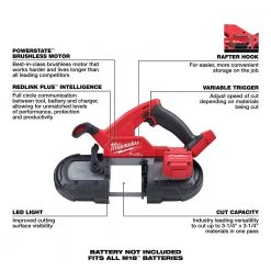 Milwaukee 2829-20 M18 FUEL 18V Lightweight Balanced Compact Band Saw - Bare Tool 22 Milwaukee 2829-20 M18 FUEL 18V Lightweight Balanced Compact Band Saw - Bare Tool
