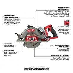 Milwaukee 2830-20 M18 FUEL 18V 7-1/4 Inch Rear Handle Circular Saw - Bare Tool Tools & Equipment