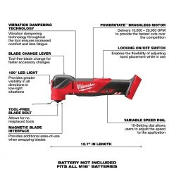 Milwaukee 2836-20 M18 FUEL 18V Cordless Li-Ion Oscillating Multi-Tool -Bare Tool Tools & Equipment
