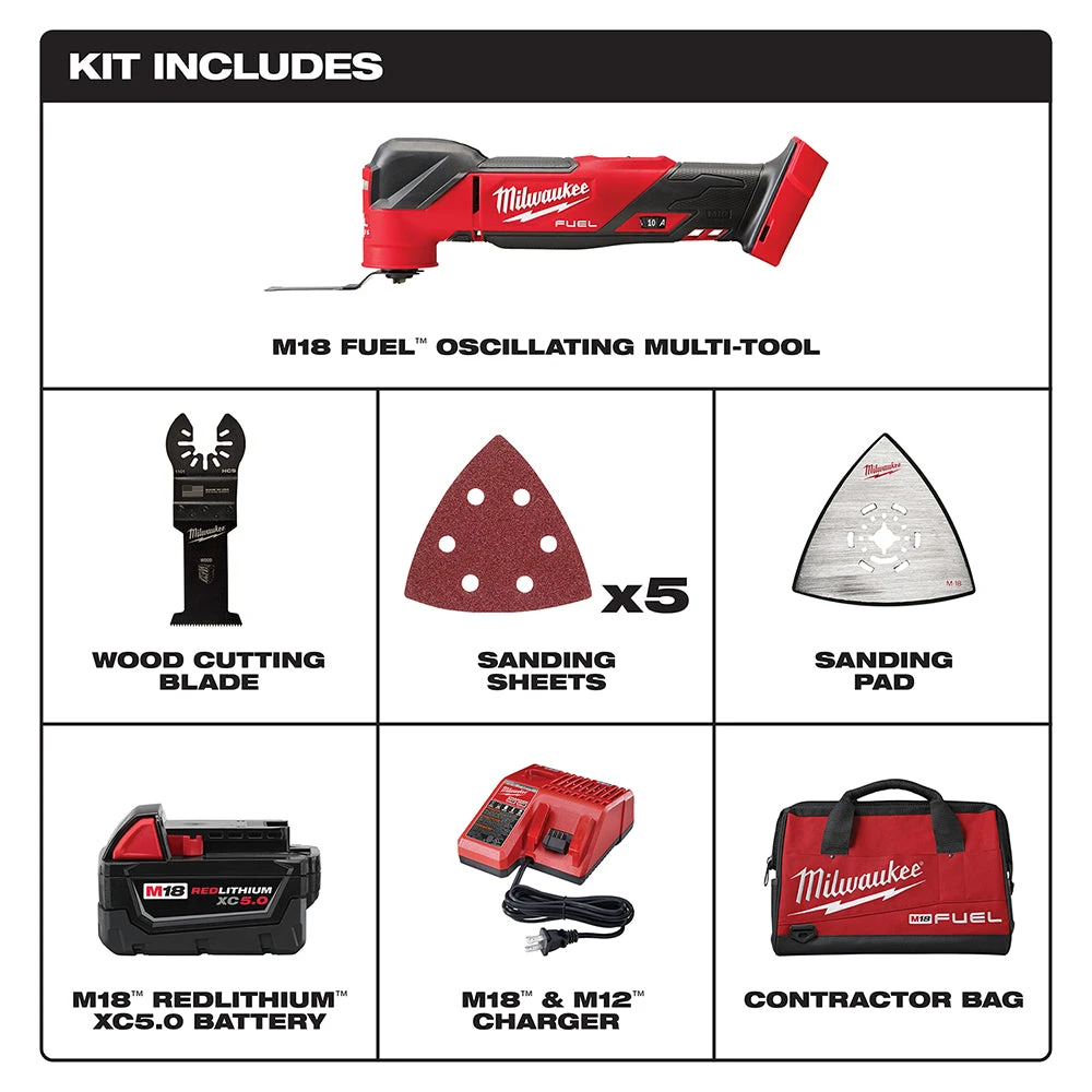 Milwaukee 2836-21 M18 FUEL 18V Cordless Li-Ion Oscillating Multi Tool Kit Tools & Equipment 4 Milwaukee 2836-21 M18 FUEL 18V Cordless Li-Ion Oscillating Multi Tool Kit Tools & Equipment