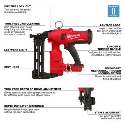 Milwaukee 2843-22 M18 18V FUEL Li-Ion Cordless Utility Fencing Stapler Kit Tools & Equipment