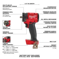 Tools & Equipment Milwaukee 2854-20 M18 FUEL 18V 3/8