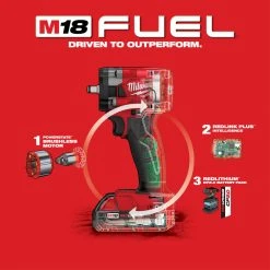 Milwaukee 2854-22CT M18 FUEL 18V 3/8" Cordless Li-Ion Compact Impact Wrench Kit Tools & Equipment 20 Milwaukee 2854-22CT M18 FUEL 18V 3/8