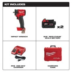 Tools & Equipment Milwaukee 2854-22 M18 FUEL 18V 3/8" Cordless Li-Ion Compact Impact Wrench Kit