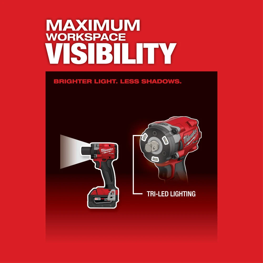 Milwaukee 2855P-20 M18 FUEL 18V 1/2" Impact Wrench W/ Pin Detent - Bare Tool Tools & Equipment 7 Milwaukee 2855P-20 M18 FUEL 18V 1/2" Impact Wrench W/ Pin Detent - Bare Tool Tools & Equipment