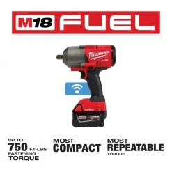 Milwaukee 2862-22 M18 FUEL 18V 1/2-Inch Pin Detent High Torque Impact Wrench Kit