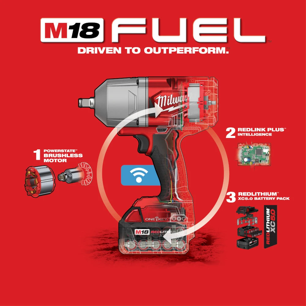 Milwaukee 2863-22 M18 FUEL 18V 1/2" High Torque Impact Wrench Kit Tools & Equipment 9 Milwaukee 2863-22 M18 FUEL 18V 1/2" High Torque Impact Wrench Kit Tools & Equipment