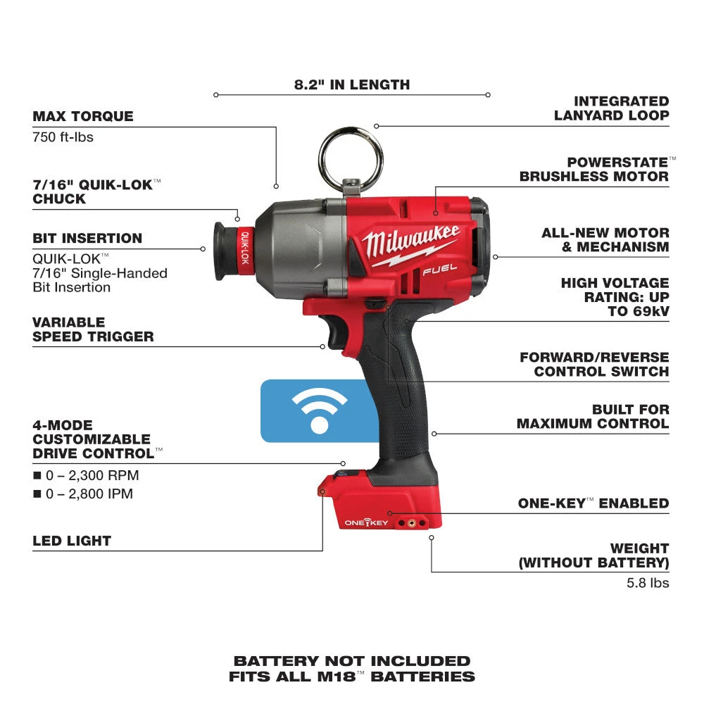 Milwaukee 2865-20 M18 FUEL 18 Volt 7/16 Inch Hex Utility Impact Wrench-Bare Tool 9 Milwaukee 2865-20 M18 FUEL 18 Volt 7/16 Inch Hex Utility Impact Wrench-Bare Tool