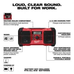 Milwaukee 2890-20 M18 18V Jobsite Radio - Bare Tool