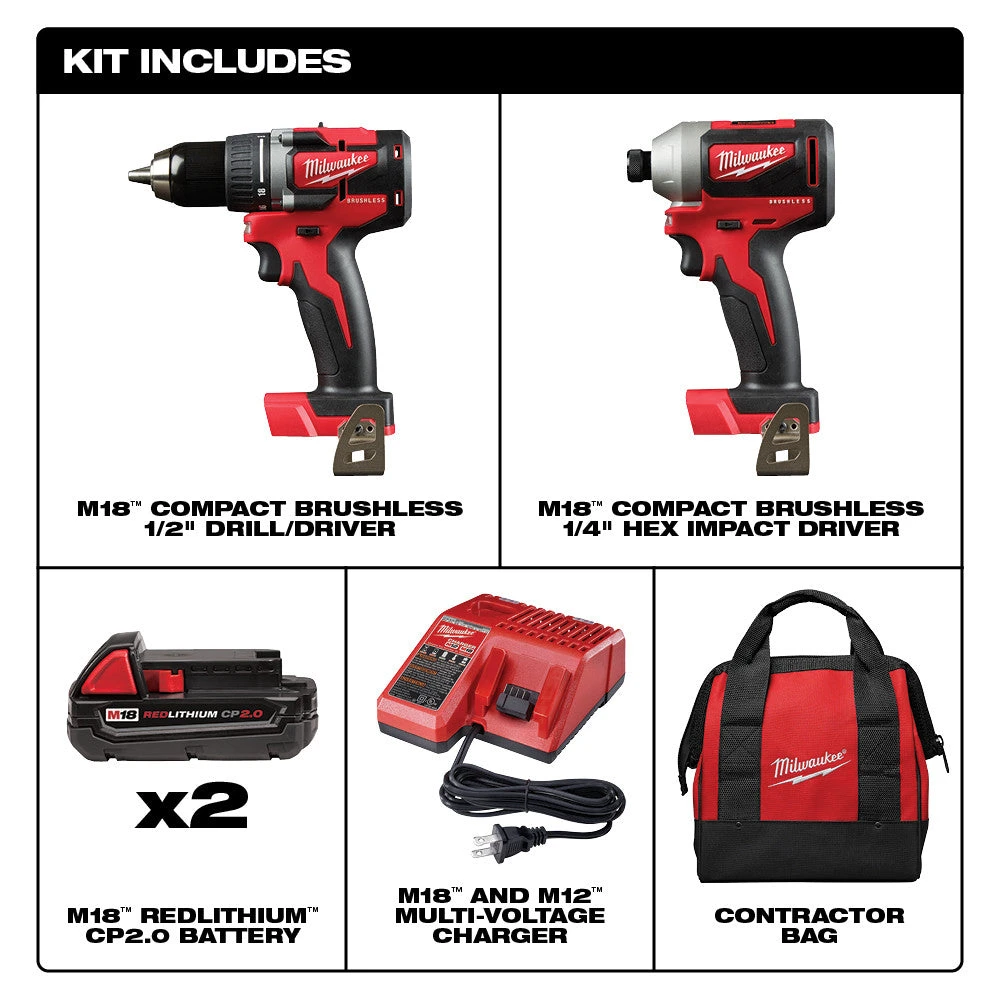 Milwaukee 2892-22CT M18 18V 2-Tool Drill Driver And Impact Driver Combo Kit Tools & Equipment 4 Milwaukee 2892-22CT M18 18V 2-Tool Drill Driver And Impact Driver Combo Kit Tools & Equipment