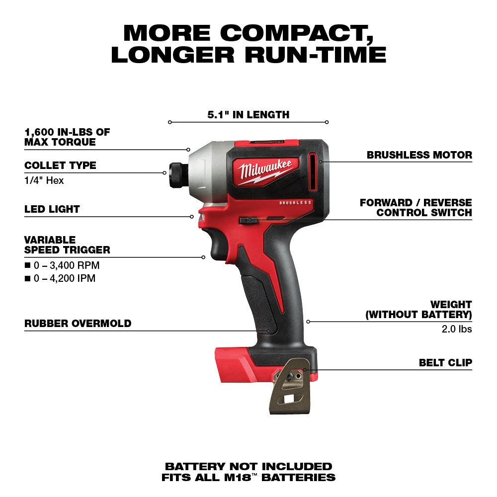 Milwaukee 2892-22CT M18 18V 2-Tool Drill Driver And Impact Driver Combo Kit Tools & Equipment 6 Milwaukee 2892-22CT M18 18V 2-Tool Drill Driver And Impact Driver Combo Kit Tools & Equipment