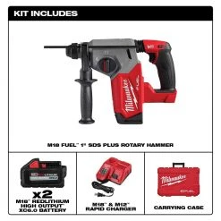 Milwaukee 2912-22 M18 FUEL 18V 1" SDS Plus Brushless Rotary Hammer Kit Tools & Equipment