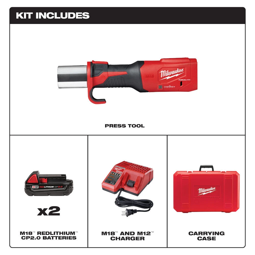 Milwaukee 2922-20 M18 18V FORCE LOGIC Cordless Li-Ion Press Tool Kit with ONE-KEY | Professional Grade 4 Milwaukee 2922-20 M18 18V FORCE LOGIC Cordless Li-Ion Press Tool Kit W/ ONE-KEY