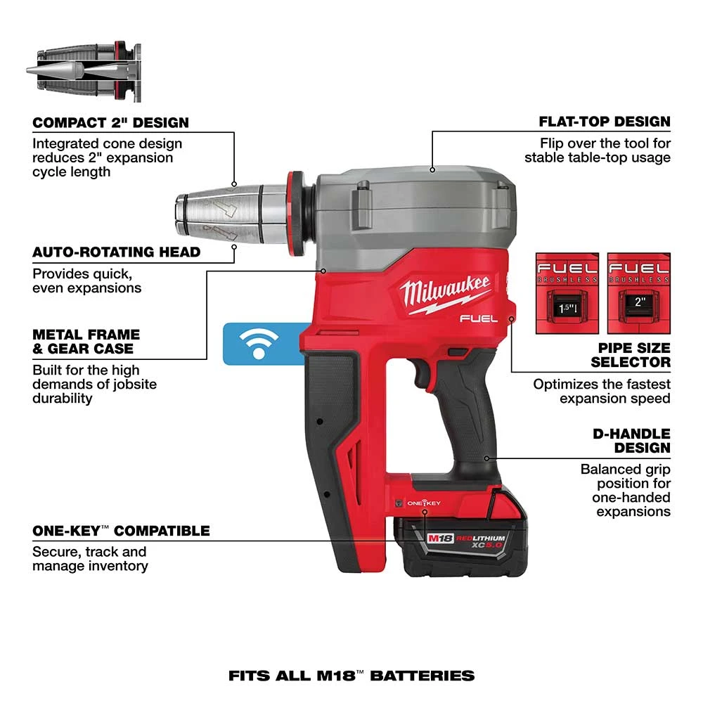 Milwaukee 2932-22XC M18 FUEL 2" ProPEX Expander Kit with 1-1/4" - 2" Expander Hose | Plumbing Tools 6 Milwaukee 2932-22XC M18 FUEL 2" ProPEX Expander Kit W/ 1-1/4" - 2" Expander Hose Tools & Equipment