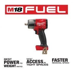 Milwaukee 2962-20 M18 FUEL 18V 1/2" Cordless Mid-Torque Impact Wrench -Bare Tool Tools & Equipment