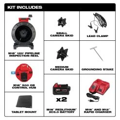 Tools & Equipment Milwaukee 2973-22 M18 120’ Pipeline Sewer Camera Inspection System Kit