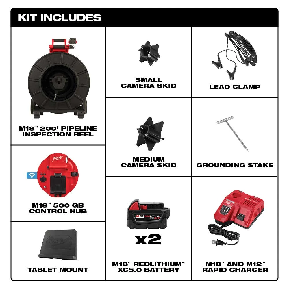 Milwaukee 2974-22 M18 200' High Resolution Pipeline Inspection System Kit | Drain Snakes & Plumbing Tools 4 Milwaukee 2974-22 M18 200’ High Resolution Pipeline Inspection System Kit Tools & Equipment